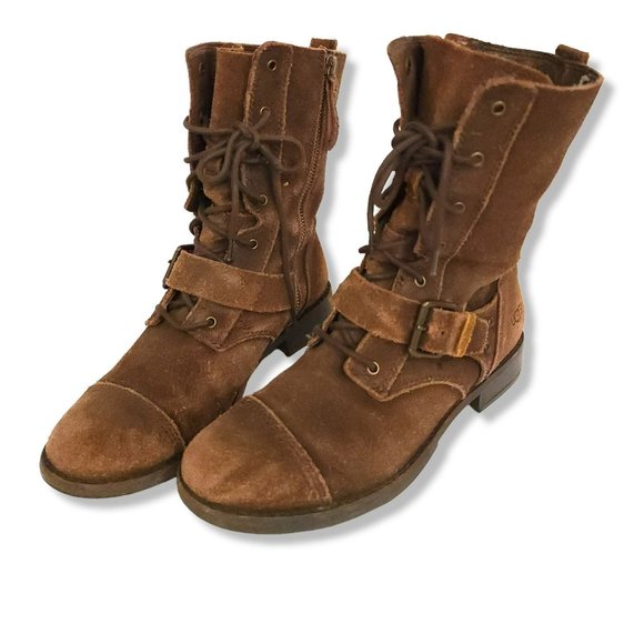 Ugg Australia Shoes - Ugg Marela Distressed Leather Lace Up Combat Boot Chestnut 1005688 Size 7.5